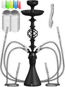 Hookah Set With Everything 4 Hose Black Hookah Set with 50x Foil Big Silicone Bowl 10x Tips 4x Mouthpiece 4x Hookah Hose Tongs